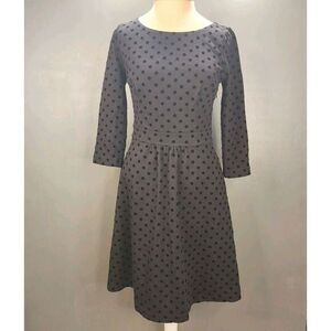 Boden Women's Flocked Spot Ponte Dress Red 3/4 Sleeve‎ Fit N Flare Size 6R Black